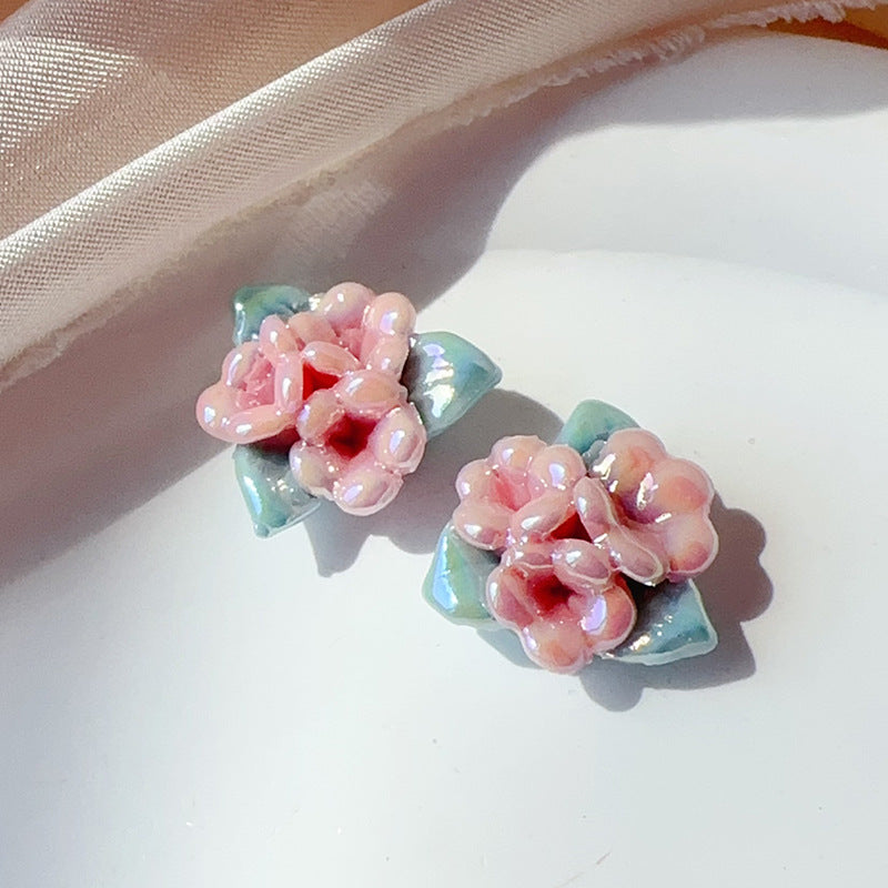 Ceramic Triple Flower Earrings