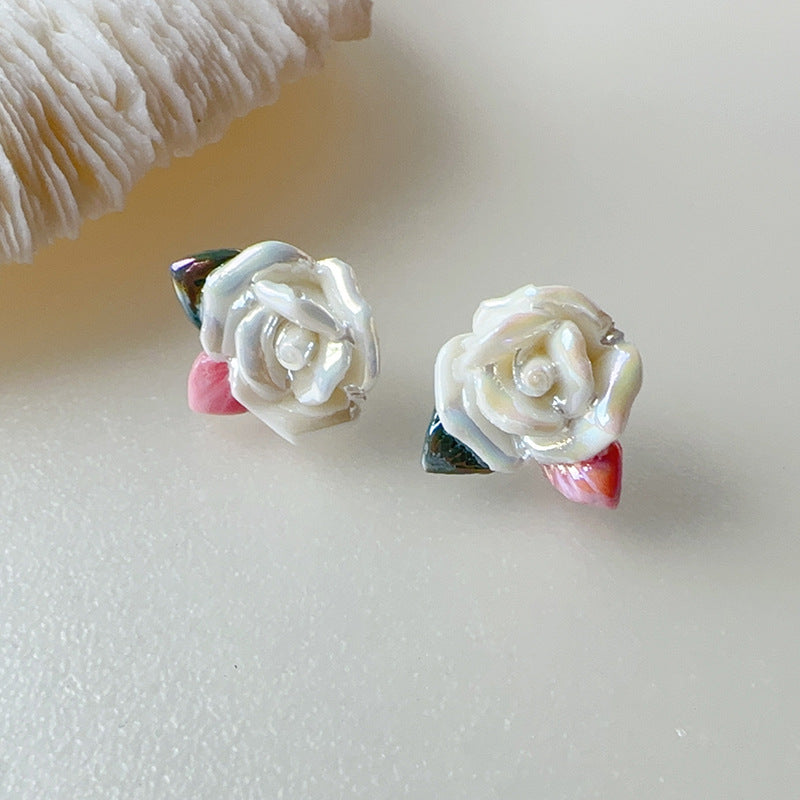 Ceramic Camellia Earrings