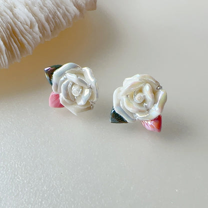 Ceramic Camellia Earrings