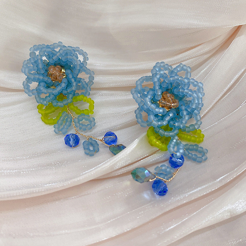 Handmade Beaded Rose Earrings