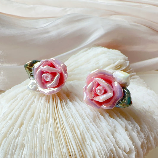 Ceramic Camellia Earrings