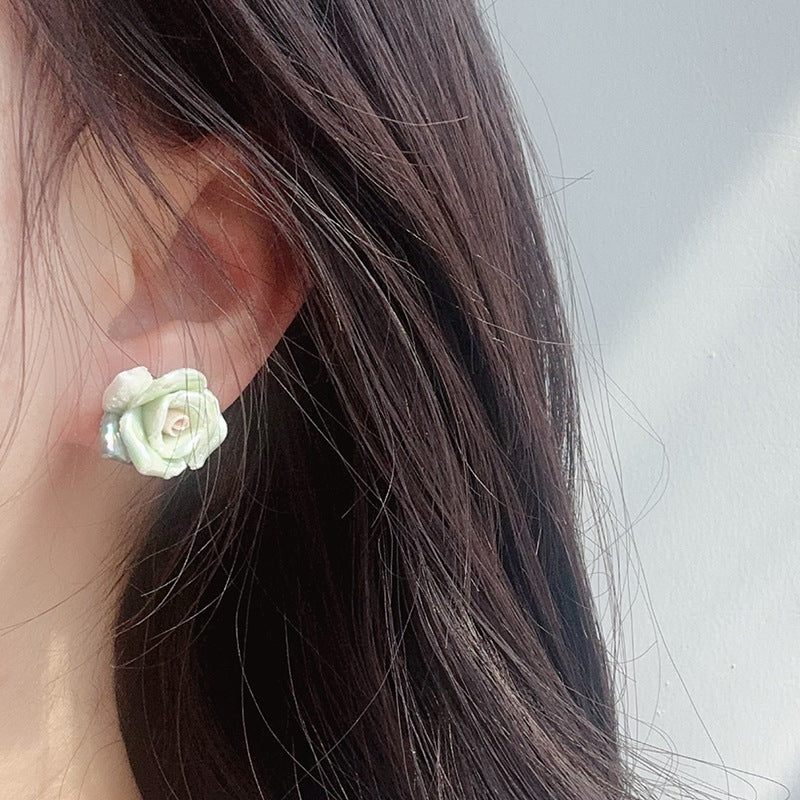 Ceramic Camellia Earrings